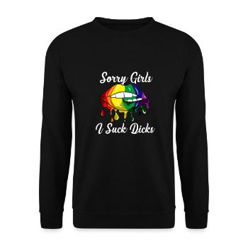 Pride CSD Parade LGBT Love Lips Gay Schwul - Unisex Pullover - Schwarz - Vorne - Alina (178cm) & Michal (187cm)