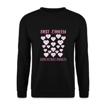 Team Braut Junggesellenabschied Frau Ehe Hochzeit - Unisex Pullover - Schwarz - Vorne - Alina (178cm) & Michal (187cm)