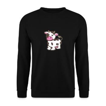 Vache fermier tracteur vache dame homme M. proverbes - Sweat-shirt Unisexe - noir - Devant - Alina (178cm) & Michal (187cm)