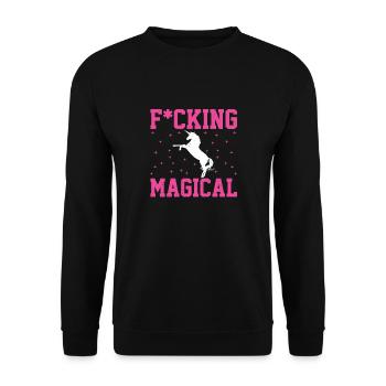 Lustig Einhorn Unicorn Dame Mädchen Frau Geschenk - Unisex Pullover - Schwarz - Vorne - Alina (178cm) & Michal (187cm)