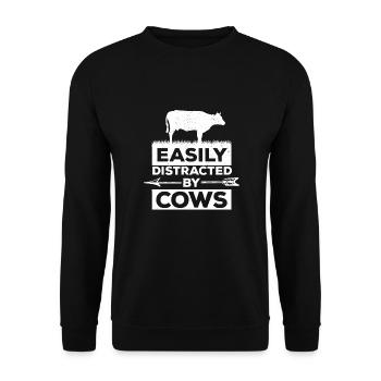 Print Cow Heifer Moo Farm Girl Men Women Boy Gifts - Unisex Sweatshirt - black - Front - Alina (178cm) & Michal (187cm)