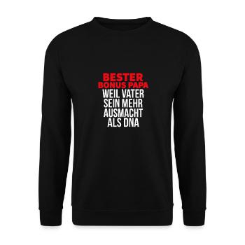 Vatertagsgeschenk Papa Bonus Vater Tochter Sohn - Unisex Pullover - Schwarz - Vorne - Alina (178cm) & Michal (187cm)