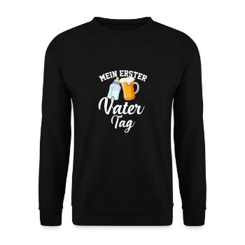 Mein erster Vatertag 1. Vatertagsgeschenk 1 2020 - Unisex Pullover - Schwarz - Vorne - Alina (178cm) & Michal (187cm)