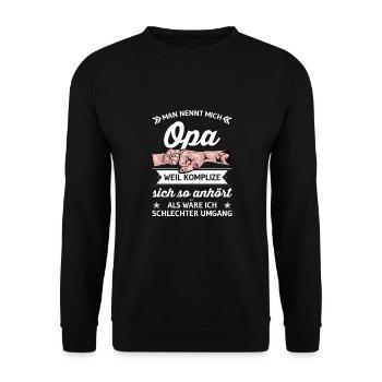 Mann Opa Vatertagsgeschenk Papa Vater Opa Vatertag - Unisex Pullover - Schwarz - Vorne - Alina (178cm) & Michal (187cm)