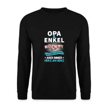 Lustig Vatertag Partnerlook Opa Spruch Geschenk - Unisex Pullover - Schwarz - Vorne - Alina (178cm) & Michal (187cm)