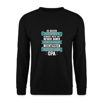 Lustig Vatertag Opa Vater Papa Spruch Opa Geschenk - Unisex Pullover - Schwarz - Vorne - Alina (178cm) & Michal (187cm)