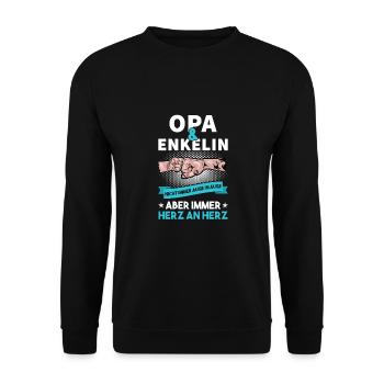 Lustig Vatertag Partnerlook Opa Spruch Geschenk - Unisex Pullover - Schwarz - Vorne - Alina (178cm) & Michal (187cm)