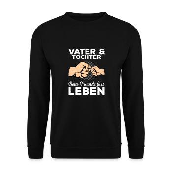 Papatag Partnershirt Tochter Vater Partnerlook - Unisex Pullover - Schwarz - Vorne - Alina (178cm) & Michal (187cm)