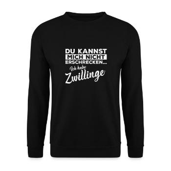 Vatertag Zwilling Papa Spruch Dad of Twin Geschenk - Unisex Pullover - Schwarz - Vorne - Alina (178cm) & Michal (187cm)
