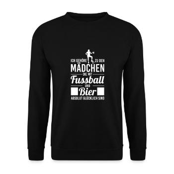 Witzig Alkohol Alk Fußball Frau Damen Bekleidung - Unisex Pullover - Schwarz - Vorne - Alina (178cm) & Michal (187cm)