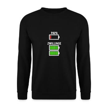 Papa Vater Dad Baby Zwillinge Lädt Geschenk Spruch - Unisex Pullover - Schwarz - Vorne - Alina (178cm) & Michal (187cm)