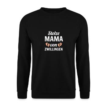 Mama Zwillinge - Unisex Pullover - Schwarz - Vorne - Alina (178cm) & Michal (187cm)