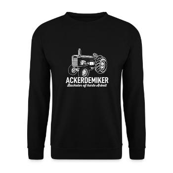 Ackerdemiker Traktor Bauer Evolution Landwirt Mann - Unisex Pullover - Schwarz - Vorne - Alina (178cm) & Michal (187cm)