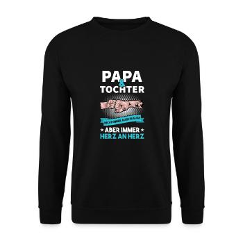 Papa Tochter - Unisex Pullover - Schwarz - Vorne - Alina (178cm) & Michal (187cm)