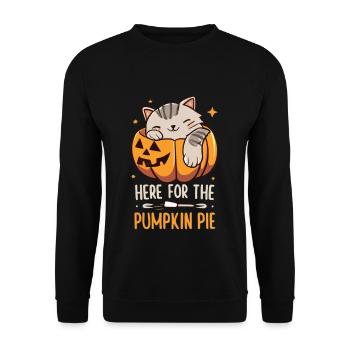 Halloween Katze Im Kürbis Süß - Unisex Pullover - Schwarz - Vorne - Alina (178cm) & Michal (187cm)