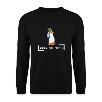 sudo rm- rf penguin soldier - Unisex Sweatshirt - black - Front - Alina (178cm) & Michal (187cm)