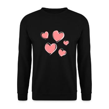 five hearts - symbol of love - Unisex Sweatshirt - black - Front - Alina (178cm) & Michal (187cm)