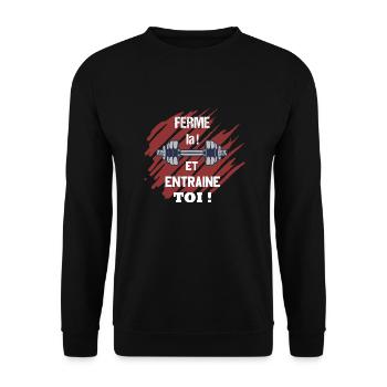Ferme la et entraine toi !T-shirt musculation - Sweat-shirt Unisexe - noir - Devant - Alina (178cm) & Michal (187cm)
