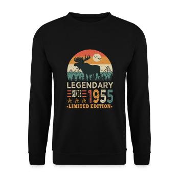 1955 legendary anniversary Born in 1955 - Unisex Sweatshirt - black - Front - Alina (178cm) & Michal (187cm)