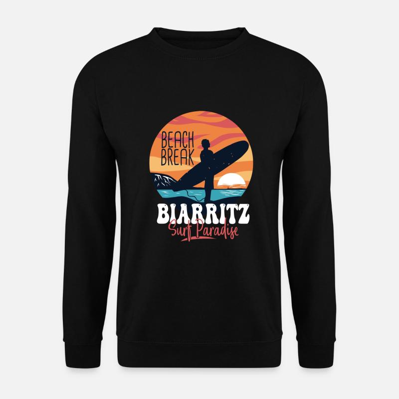Surf Biarritz Surfspot für Surfer - Unisex Pullover - Schwarz