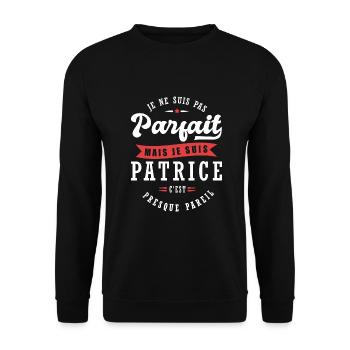 Patrice Parfait Cadeau prenom Patrice - Sweat-shirt Unisexe - noir - Devant - Alina (178cm) & Michal (187cm)