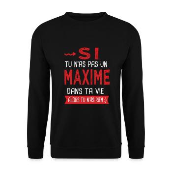 Maxime Si tu n as pas un maxime Cadeau Humour - Sweat-shirt Unisexe - noir - Devant - Alina (178cm) & Michal (187cm)