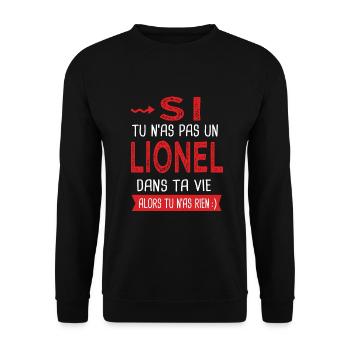 Lionel Si tu n as pas un lionel Cadeau Humour - Sweat-shirt Unisexe - noir - Devant - Alina (178cm) & Michal (187cm)
