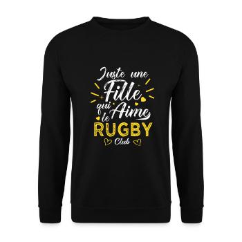 une fille aime le rugby sport Rugby - Sweat-shirt Unisexe - noir - Devant - Alina (178cm) & Michal (187cm)