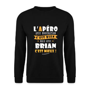 Bian Cadeau Humour personnalisé cadeau brian - Sweat-shirt Unisexe - noir - Devant - Alina (178cm) & Michal (187cm)