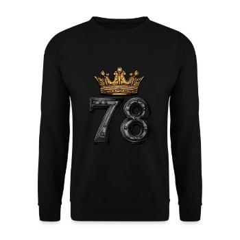 78 Nombre Couronne - Sweat-shirt Unisexe - noir - Devant - Alina (178cm) & Michal (187cm)