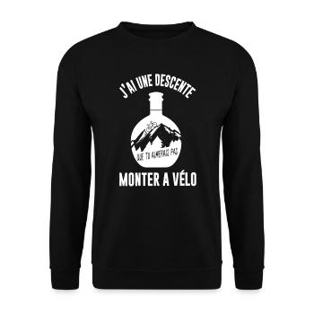 une descente à monter à vélo,cycliste,apéro - Sweat-shirt Unisexe - noir - Devant - Alina (178cm) & Michal (187cm)