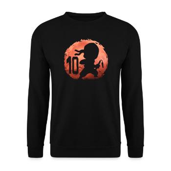 Kleiner Ninja 10. Geburtstag Junge 10 Jahre alt - Unisex Pullover - Schwarz - Vorne - Alina (178cm) & Michal (187cm)