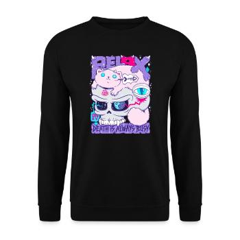 Détendez-vous seulement la mort est toujours occupée - Sweat-shirt Unisexe - noir - Devant - Alina (178cm) & Michal (187cm)
