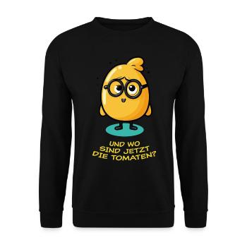 Und Wo Sind Jetzt Die Tomaten? - hell - Unisex Pullover - Schwarz - Vorne - Alina (178cm) & Michal (187cm)