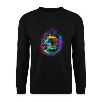 fish,colorful,sequins,graffiti,gold,metallic - Unisex Sweatshirt - black - Front - Alina (178cm) & Michal (187cm)