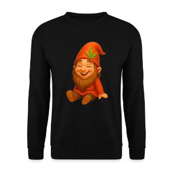 Knuffiger Zwerg goldig lachend - Unisex Pullover - Schwarz - Vorne - Alina (178cm) & Michal (187cm)