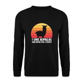 Alpaga Drôle d’amoureux des animaux Alpagas - Sweat-shirt Unisexe - noir - Devant - Alina (178cm) & Michal (187cm)