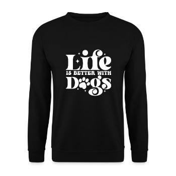 Hund Leben Lebenswert Pfote Pfotenabdruck Hundefan - Unisex Pullover - Schwarz - Vorne - Alina (178cm) & Michal (187cm)