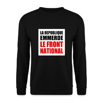 la republique emmerde le front national - Sweat-shirt Unisexe - noir - Devant - Alina (178cm) & Michal (187cm)