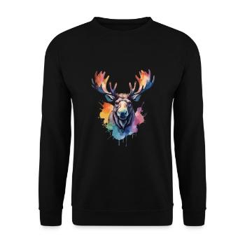 Moose Cool King of the Forest Watercolors - Unisex Sweatshirt - black - Front - Alina (178cm) & Michal (187cm)