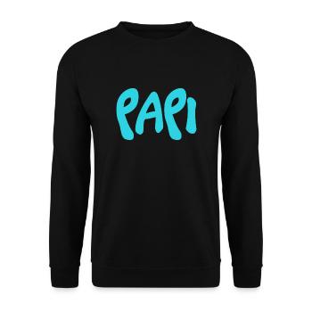PAPY. FÊTE DES PÈRES. BONNE FÊTE PAPY. JE T'AIME. - Sweat-shirt Unisexe - noir - Devant - Alina (178cm) & Michal (187cm)