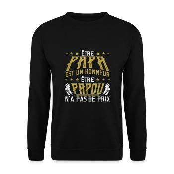 Être Papou N'a Pas De Sans Prix - Sweat-shirt Unisexe - noir - Devant - Alina (178cm) & Michal (187cm)