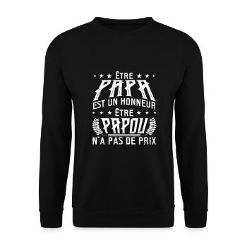 Être Papou N'a Pas De Sans Prix - Sweat-shirt Unisexe - noir - Devant - Alina (178cm) & Michal (187cm)