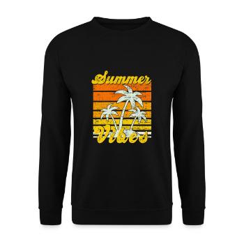 Summer Vibes Holiday Summer Good Mood Gift - Unisex Sweatshirt - black - Front - Alina (178cm) & Michal (187cm)
