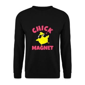 Chick Magnet Küken mit Sonnenbrille Beliebt Lustig - Unisex Pullover - Schwarz - Vorne - Alina (178cm) & Michal (187cm)