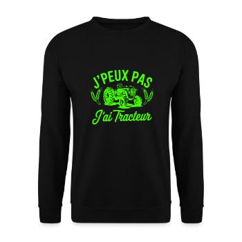 tee shirt Original j'peux pas j'ai tracteur - Sweat-shirt Unisexe - noir - Devant - Alina (178cm) & Michal (187cm)