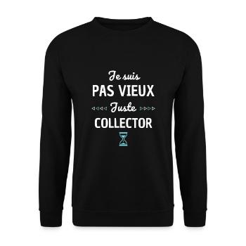 Je suis pas vieux juste collector ! cadeau vintage - Sweat-shirt Unisexe - noir - Devant - Alina (178cm) & Michal (187cm)