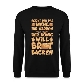 DER KÖNIG WILL BROT BACKEN - Unisex Pullover - Schwarz - Vorne - Alina (178cm) & Michal (187cm)