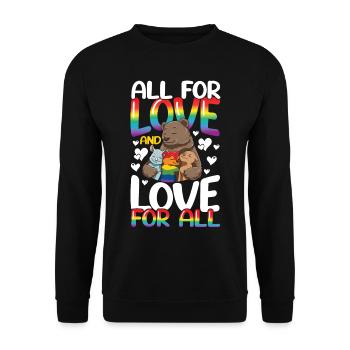 All For Love And Love For All für Eltern - Unisex Pullover - Schwarz - Vorne - Alina (178cm) & Michal (187cm)