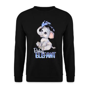 Niedlicher Baby Elefant mit Wasserfontäne - Unisex Pullover - Schwarz - Vorne - Alina (178cm) & Michal (187cm)
